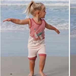 NWT L’ovedbaby Windmill Appliqué Organic Cotton Tank and Bike Shorts